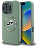 Karl Lagerfeld Liquid Silicone K&CH Heads MagSafe Back Cover for iPhone 16 Pro Khaki - Phone Cover