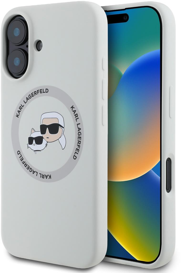 Karl Lagerfeld Liquid Silicone K&CH Heads MagSafe Zadní Kryt pro iPhone 16 Beige tok