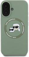 Karl Lagerfeld Liquid Silicone K&CH Heads MagSafe Back Cover for iPhone 16 Khaki - Phone Cover