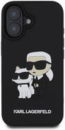 Karl Lagerfeld 3D Gummi Karl und Choupette Back Cover für iPhone 16 Schwarz - Handyhülle