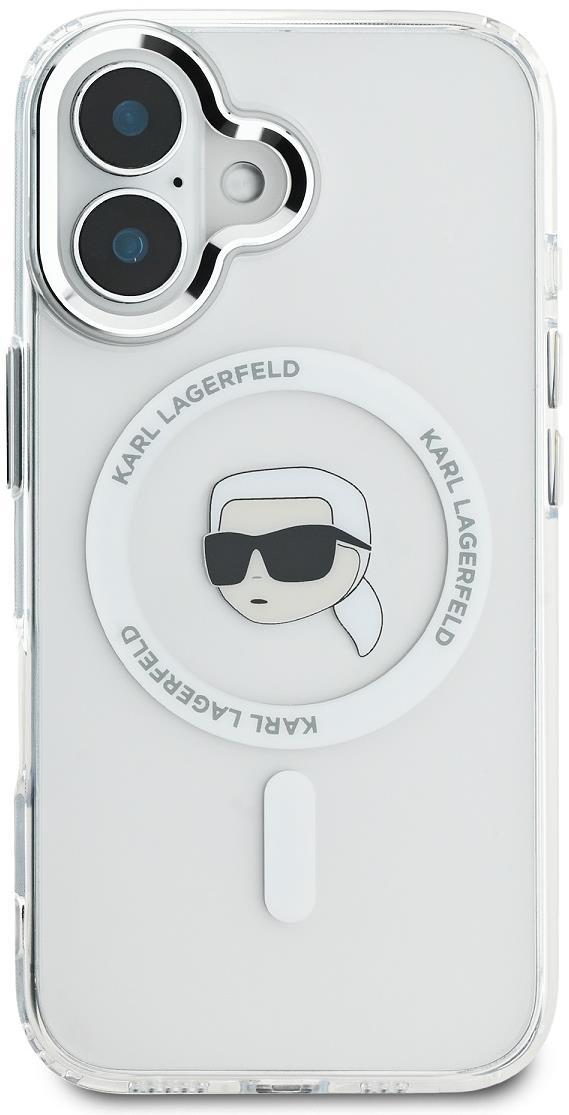 Karl Lagerfeld IML Karl Head Metal Frame MagSafe iPhone 16 átlátszó tok