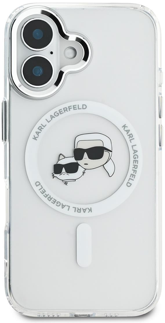 Karl Lagerfeld IML K&CH Heads Metal Frame MagSafe iPhone 16 Plus átlátszó tok