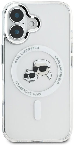 Karl Lagerfeld IML K&CH Heads Metal Frame MagSafe Back Cover für iPhone 16 Plus Transparent - Handyhülle - Hauptbild
