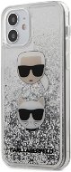 Karl Lagerfeld Liquid Glitter 2 Heads for Apple iPhone 12 Mini, Silver - Phone Cover