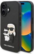 Karl Lagerfeld PU Saffiano Karl and Choupette Back Cover for iPhone 16 Plus Black - Phone Cover