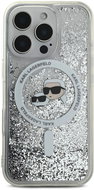 Karl Lagerfeld Liquid Glitter Karl and Choupette Heads MagSafe Back Cover for iPhone 16 Pro Transpar - Phone Cover