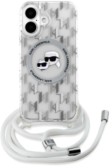 Karl Lagerfeld IML Monogram Crossbody K&CH Heads iPhone 16 MagSafe átlátszó tok