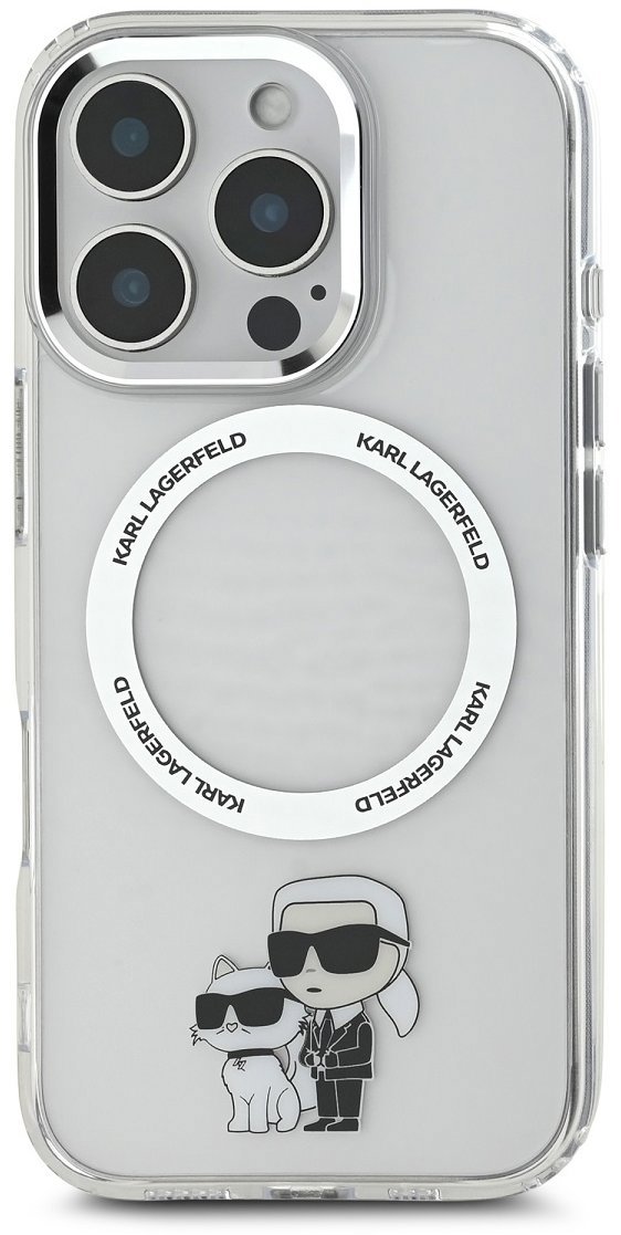Karl Lagerfeld IML Karl and Choupette iPhone 16 Pro Max átlátszó MagSafe tok