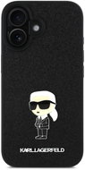 Karl Lagerfeld Fixed Glitter Metal Ikonik Back Cover for iPhone 16 Black - Phone Cover
