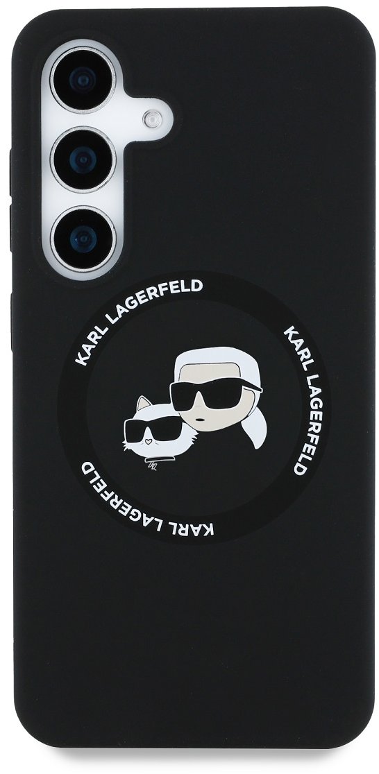 Karl Lagerfeld Liquid K and CH Heads Samsung Galaxy S25+ fekete szilikon MagSafe tok