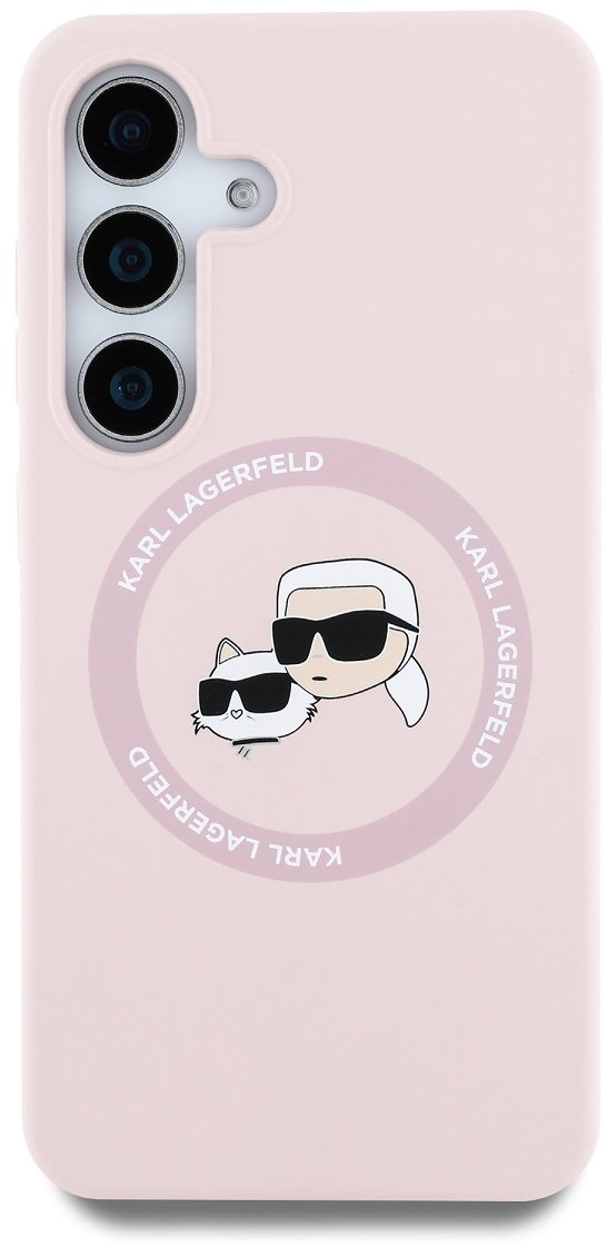 Karl Lagerfeld Liquid K and CH Heads Samsung Galaxy S25+ rózsaszín szilikon MagSafe tok