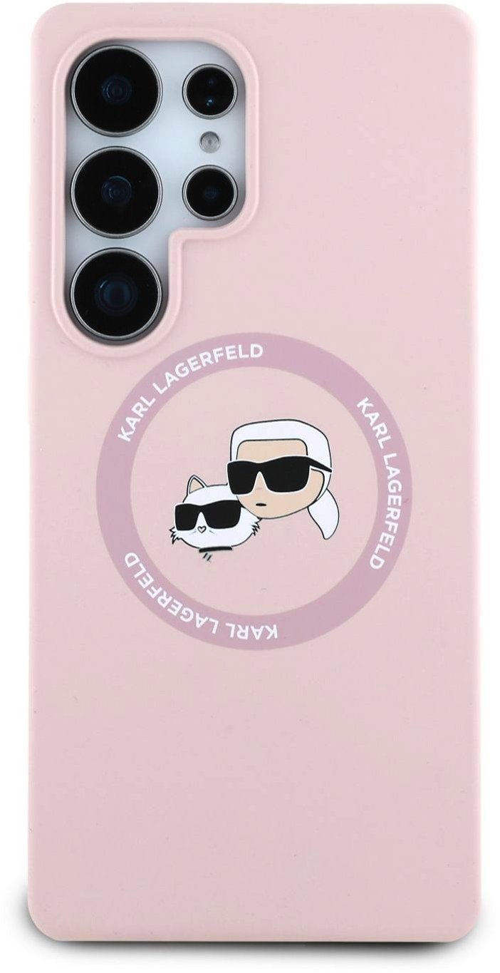 Karl Lagerfeld Liquid K and CH Heads Samsung Galaxy S25 Ultra rózsaszín szilikon MagSafe tok