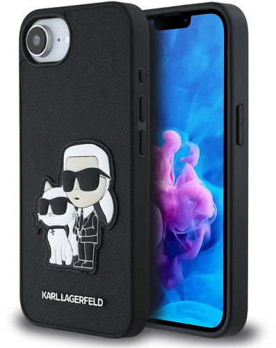 Karl Lagerfeld PU Saffiano Karl und Choupette Rückseiten-Hülle für iPhone 16e Black - Handyhülle - Hauptbild
