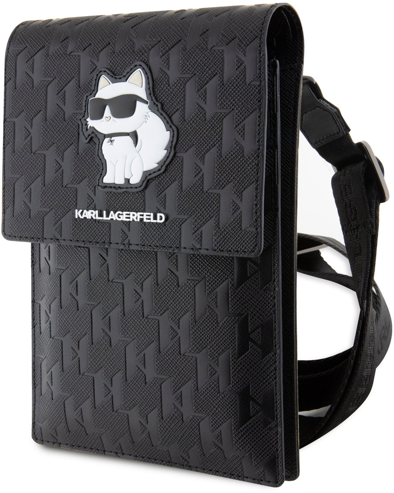Karl Lagerfeld Saffiano Monogram Choupette NFT Telefontáska, fekete