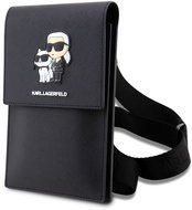 Karl Lagerfeld Saffiano Metal Logo NFT Phone Bag Black - Phone Case