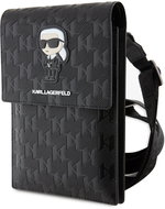 Karl Lagerfeld Saffiano Monogram Ikonik NFT Phone Bag Black - Phone Case