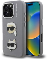 Karl Lagerfeld Grained PU K&CH Heads Back Cover for iPhone 16 Pro Grey - Phone Cover