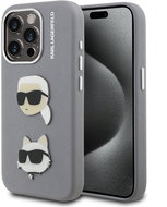 Karl Lagerfeld Grained PU K&CH Heads Back Cover for iPhone 15 Pro Grey - Phone Cover