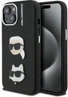 Karl Lagerfeld Grained PU K&CH Heads Back Cover for iPhone 15 Black - Phone Cover