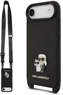Karl Lagerfeld Saffiano Crossbody Popruh Metal Karl and Choupette Zadní Kryt pro iPhone Air Black - Kryt na mobil
