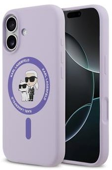 Karl Lagerfeld Liquid Karl and Choupette iPhone 17 lila szilikon MagSafe tok
