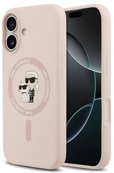 Karl Lagerfeld Liquid Karl and Choupette iPhone 17 rózsaszín szilikon MagSafe tok