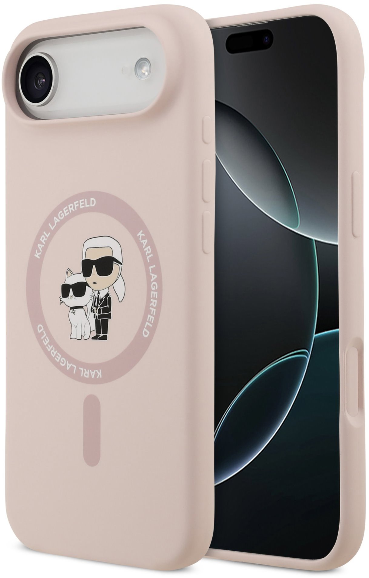 Karl Lagerfeld Liquid Karl and Choupette iPhone Air rózsaszín szilikon MagSafe tok