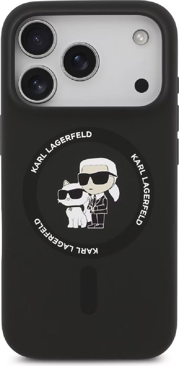 Karl Lagerfeld Liquid Karl and Choupette iPhone Air fekete szilikon MagSafe tok
