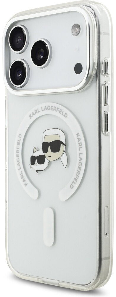 Karl Lagerfeld IML K&CH Heads Metal Frame iPhone 17 Pro átlátszó MagSafe tok