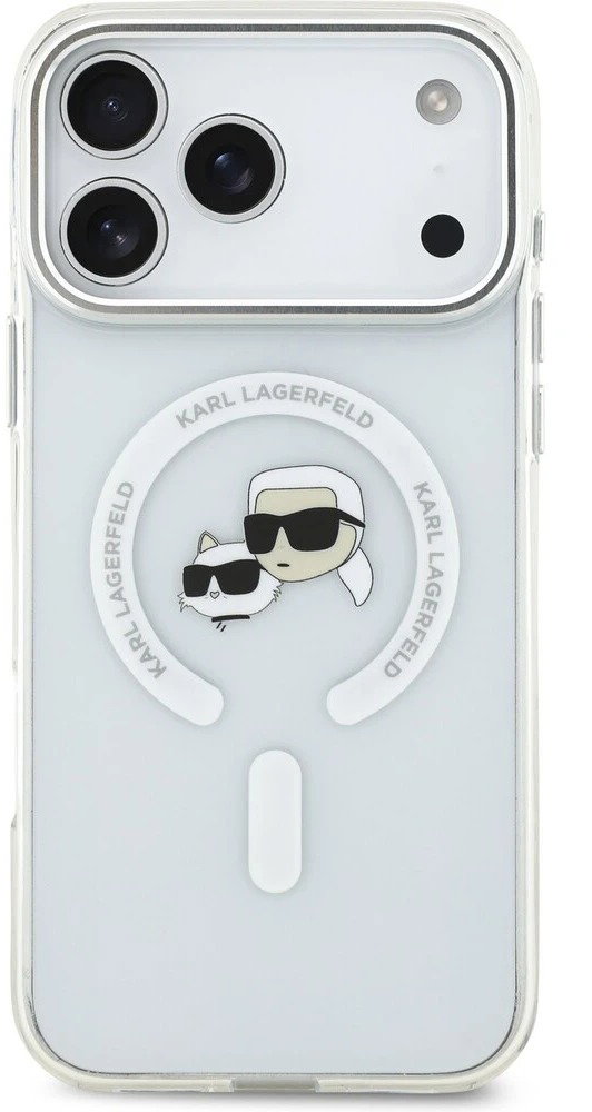 Karl Lagerfeld IML K&CH Heads Metal Frame iPhone 17 Pro Max átlátszó MagSafe tok