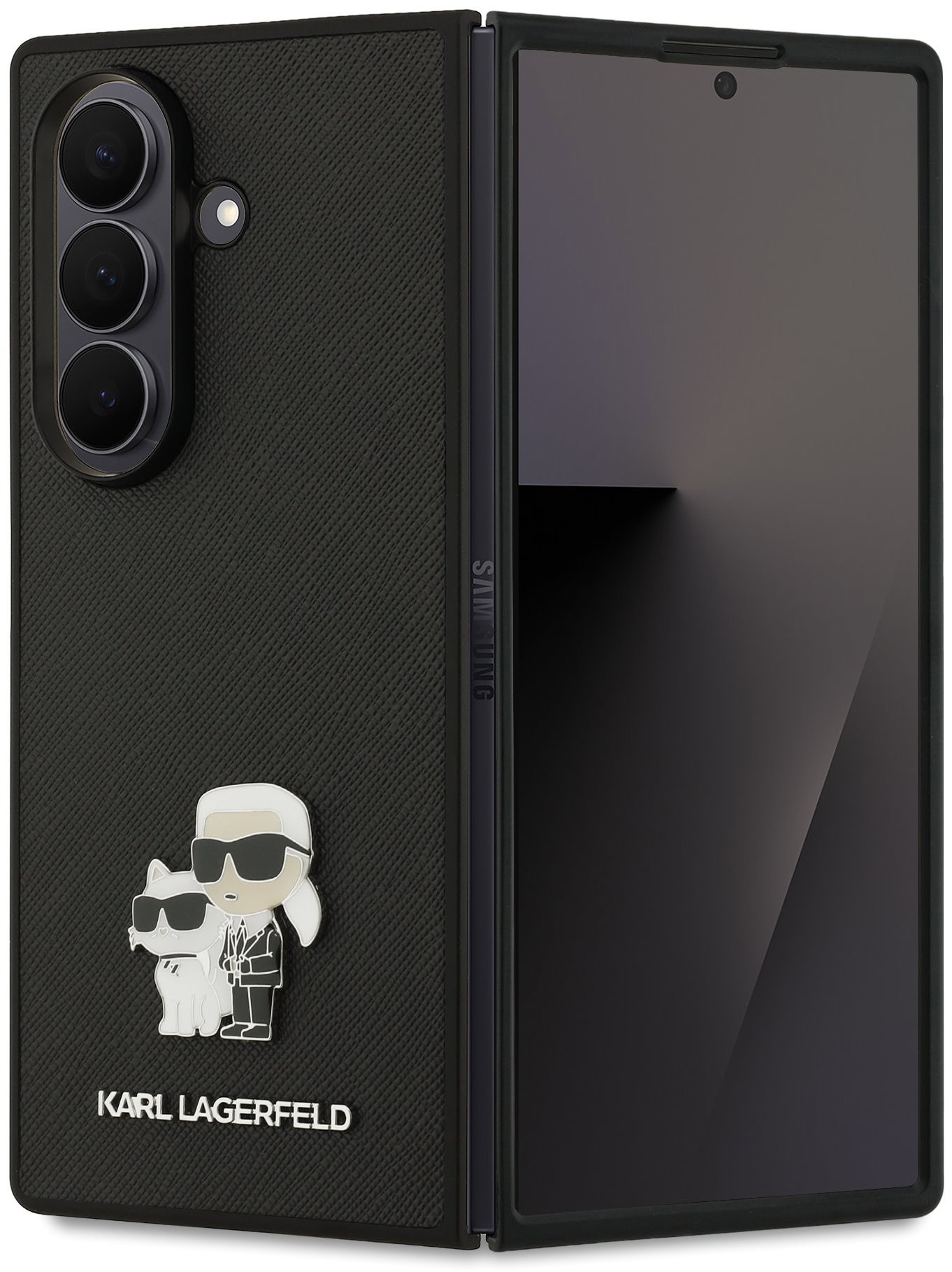 Karl Lagerfeld PU Saffiano Karl and Choupette Samsung Galaxy Z Fold 7 fekete tok