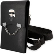 Karl Lagerfeld Saffiano Metal Ikonik Wallet Phone Bag Black - Phone Case