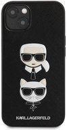 Karl Lagerfeld PU Saffiano Karl and Choupette Heads Cover for Apple iPhone 13, Black - Phone Cover