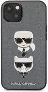 Karl Lagerfeld PU Saffiano Karl and Choupette Heads Cover für Apple iPhone 13 mini - Silber - Handyhülle