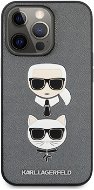Karl Lagerfeld PU Saffiano Karl and Choupette Heads Cover for Apple iPhone 13 Pro Max, Silver - Phone Cover