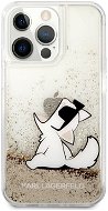Karl Lagerfeld Liquid Glitter Choupette Eat Cover for Apple iPhone 13 Pro Max, Gold - Phone Cover