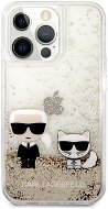 Karl Lagerfeld Liquid Glitter Karl and Choupette Cover for Apple iPhone 13 Pro, Gold - Phone Cover