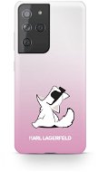 Karl Lagerfeld PC/TPU Choupette Eats Kryt na Samsung Galaxy S21 Ultra Gradient Pink - Kryt na mobil