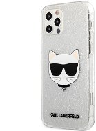 Karl Lagerfeld Choupette Head Glitter Cover for Apple iPhone 12/12 Pro, Silver - Phone Cover