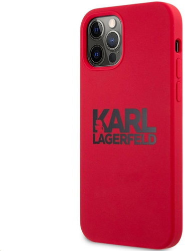 Karl Lagerfeld Stack Black Logo Silicone Case for Apple iPhone 12 Pro Max, Red - Phone Cover - Main image