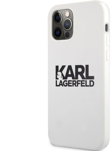 Karl Lagerfeld Stack Black Logo Silicone Case for Apple iPhone 12 Pro Max, White - Phone Cover - Main image