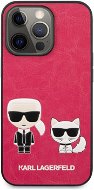 Karl Lagerfeld and Choupette PU Leather for Apple iPhone 13 Pro, Fuchsia - Phone Cover