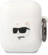 Karl Lagerfeld 3D Logo NFT Choupette Head Silikonové Pouzdro pro Airpods 1/2 White - Headphone Case