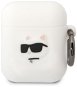 Karl Lagerfeld 3D Logo NFT Choupette Head Silikónové Puzdro na Airpods 1/2 White - Puzdro na slúchadlá