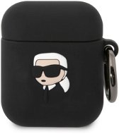 Karl Lagerfeld 3D Logo NFT Karl Head Silikónové Puzdro na Airpods 1/2 Black - Puzdro na slúchadlá