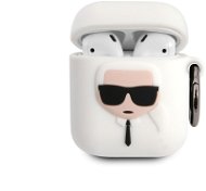 Karl Lagerfeld Karl Head Silikónové Puzdro pre Airpods 1/2 White - Puzdro na slúchadlá