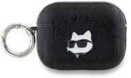 Karl Lagerfeld Embossed Choupette Head AirPods Pro 2 fekete PU tok - Fülhallgató tok