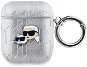 Karl Lagerfeld PU Embossed Karl and Choupette Heads Pouzdro pro AirPods 1/2 Silver - Headphone Case
