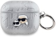 Karl Lagerfeld PU Embossed Karl and Choupette Heads Puzdro na AirPods 3 Silver - Puzdro na slúchadlá