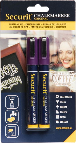 SECURIT Original, set of 2 medium chalk markers, purple - Markers - Main image